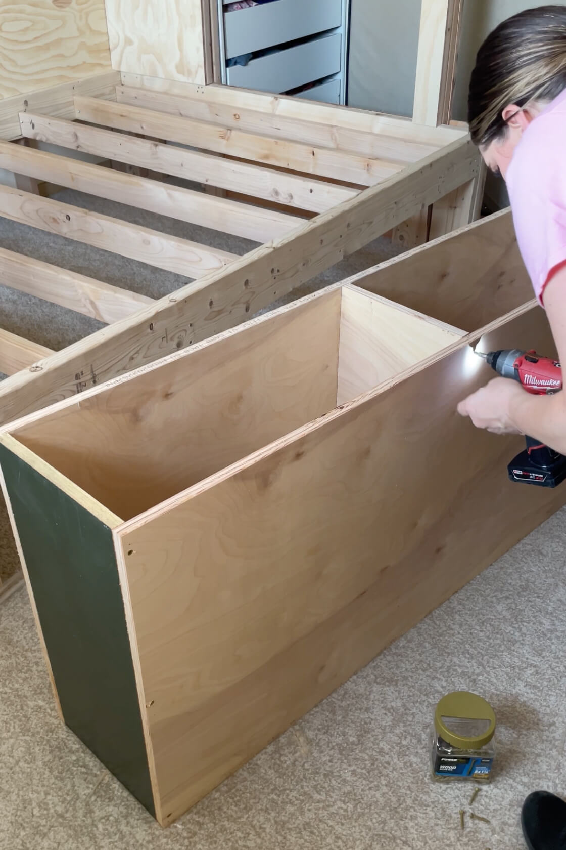 Building drawers for under bed storage.